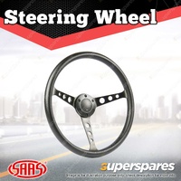 SAAS Steering Wheel 15 Inch Poly Classic Black Alloy With Holes 50mm Dish