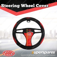 SAAS Steering Wheel Cover Black-Red Poly With Logo 380mm Use With Boss Kit