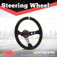 SAAS Steering 14 Inch Wheel Suede GT Deep Dish Black With Holes + Indicator