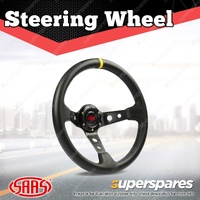 SAAS Steering 14 Inch Wheel Leather GT Deep Dish Black With Holes + Indicator