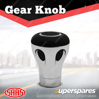 SAAS Chrome Gear Knob Shift Knob Shifter Lever - Black Leather Inserts
