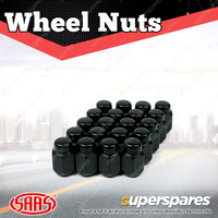 SAAS Wheel Nuts Acorn Taper 7/16 UNF Black Finish 35mm Length Pack of 20