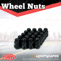 SAAS Wheel Nuts Acorn Bulge 7/16 UNF Black Finish 35mm Length Pack of 20