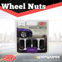 SAAS Wheel Nuts Flat Head Bulge 1/2" Black Finish 40mm Length - in a Pack of 5