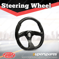 SAAS Steering Wheel Leather Finish 14 inch Black Flat Bottom ADR Compliant
