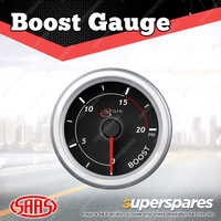 SAAS Mechanical Boost Gauge Diesel 0-20 psi 52mm Autoline Series Black 12V