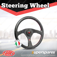 SAAS Steering Wheel Leather Sprint 350mm Rounded Grip Black Aluminium Spokes
