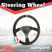 SAAS Steering Wheel Suede Sprint 350mm Black Indicator Rounded Grip 40mm Dish