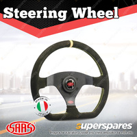 SAAS Steering Wheel Suede Racing 320mm Black Indicator Rounded Grip 35mm Dish