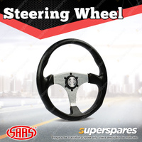 SAAS Steering Wheel Polyurethane 14 inch Brushed Alloy Spoke 25mm Dish ADR
