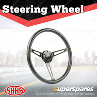 SAAS Steering Wheel Polyurethane 15 inch Classic Black Alloy With Slots ADR