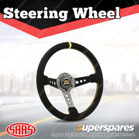 SAAS Steering Wheel Suede SRD 14 inch Deep Dish Black With Holes Indicator ADR