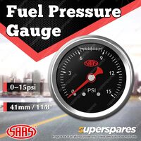 SAAS Fuel Pressure Gauge 0 - 15 Psi Liquid Filled 41mm Black Face
