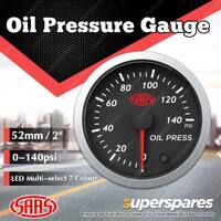 SAAS Oil Pressure Gauge 0-140 psi 52mm 2" Black Face Street Series