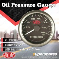 SAAS Oil Pressure Gauge 0-140 psi 66mm 2-5/8" Black Face Muscle Series