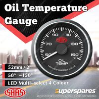 SAAS Oil Temp Gauge 50 Degree - 150 Degree 52mm Black Face Muscle Series