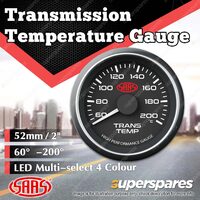 SAAS Trans Temperature Gauge 60 Deg - 200 Deg 52mm Black Face Muscle Series