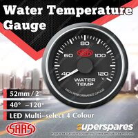 SAAS Water Temp Gauge 40 Degree - 120 Degree 52mm Black Face Muscle Series