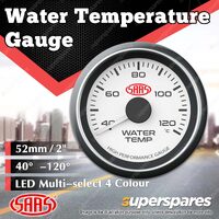 SAAS Water Temp Gauge 40 Degree - 120 Degree 52mm White Muscle Series