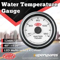 SAAS Water Temp Gauge 40 Degree - 120 Degree 52mm White Muscle Series