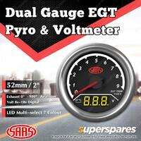 SAAS Dual Gauge EGT Pyro 0-900C Analogue Voltmeter 8v-18v Digital Trax Series