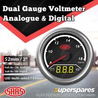 SAAS Dual Gauge Voltmeter 8v-18v Analogue / Voltmeter 8v-18v Digital Trax Series