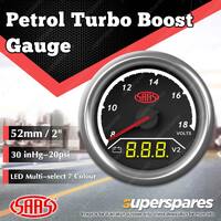 SAAS Petrol Turbo Boost Gauge 30 inHg - 20 psi 52mm Black Face Street Series