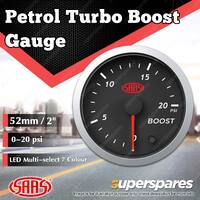 SAAS Turbo Boost Gauge Diesel 0-20 psi 52mm Black Face Street Series