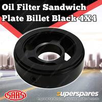 SAAS Oil Adapter Sandwich Plate Billet Black 4X4 for Oil Temp Pressure Gauge
