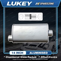 Lukey 8" X 4" Oval - 14" Long Offset/Centre Muffler Original Glass Packed Cham