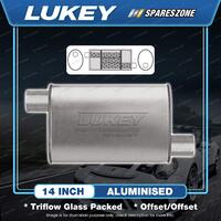 Lukey 10" X 4" Oval - 14" Offset/Offset Muffler 2 1/2 Glass Packed Reverse Flow
