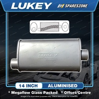 Lukey 8" X 4" Oval - 14" Offset/Centre Muffler 2 Glass Packed - Ultraflo Acms
