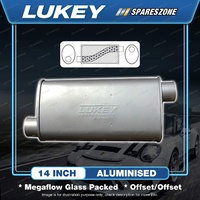 Lukey 8"x4" Oval - 14" Offset/Offset Muffler 2 1/2 Glass Packed - Ultraflo Acms