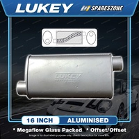Lukey 8"x4" Oval - 16" Offset/Offset Muffler 2 1/2 Glass Packed - Ultraflo Acms