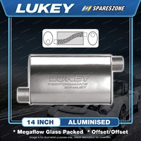 Lukey 10"x4" Oval - 14" Offset/Offset Muffler 2 1/2 Glass Packed - Ultraflo Acms
