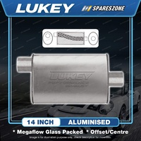Lukey 10" X 4" Oval 14" Offset/Centre Muffler 2 1/2 Glass Packed Ultraflo Acms