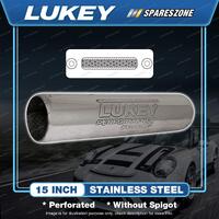 Lukey 15" Long 2" Tube Centre/Centre Stainless Steel Muffler - Perforated HOTDOG