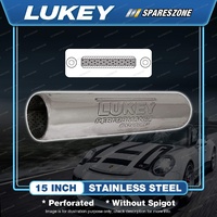 Lukey 15" Long 2 1/2" Centre/Centre Stainless Steel Muffler - Perforated HOTDOG
