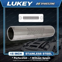 Lukey 15" Long 3" Tube Centre/Centre Stainless Steel Muffler - Perforated HOTDOG