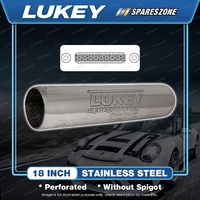Lukey 18" Long 3" Tube Centre/Centre Stainless Steel Muffler - Perforated HOTDOG