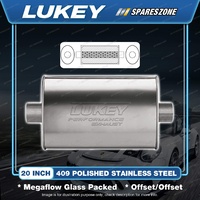 Lukey 10"x4" 1/2" Oval 20" Centre/Centre Muffler 2 1/2 409 Polished SS Ultraflow