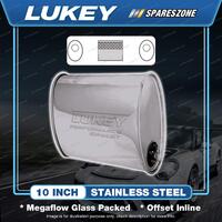 Lukey 8 1/2"x5" Oval 10" O/O SS Muffler 3" Glass Packed Straight Thru No Spigots