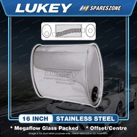 Lukey 10"x4" 1/2" Oval 16" O/C Polished SS Muffler 3" SS Glass Packed No Spigots