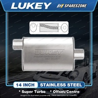 Lukey 10"x4" 1/2" Oval 14" Offset/Centre SS Muffler 2 Glass Packed - Super Turbo