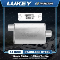 Lukey 10"x4" 1/2" Oval 14" O/C SS Muffler 2 1/4 Glass Packed - Super Turbo