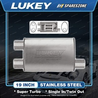 Lukey 10"x4" 1/2" Oval 19" O/O Stainless Muffler 2 1/2 Glass Packed- Super Turbo