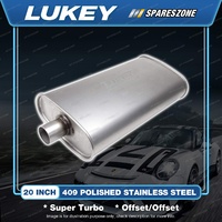 Lukey 10"x4" Oval - 20" Offset/Offset 409 Polished SS Muffler 2 Super Turbo