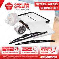 Sakura Wiper Blades & Oil Air Fuel Cabin Filter Kit for Hyundai Santa Fe DM 2.4L
