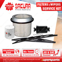 Sakura Front Wiper Blades & Filter Service Kit for Mitsubishi Lancer CB 91-92
