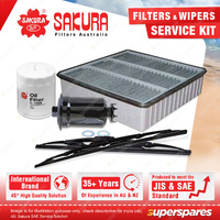 Sakura Front Wiper Blades & Filter Service Kit for Mitsubishi Lancer CC 1.6L 1.8